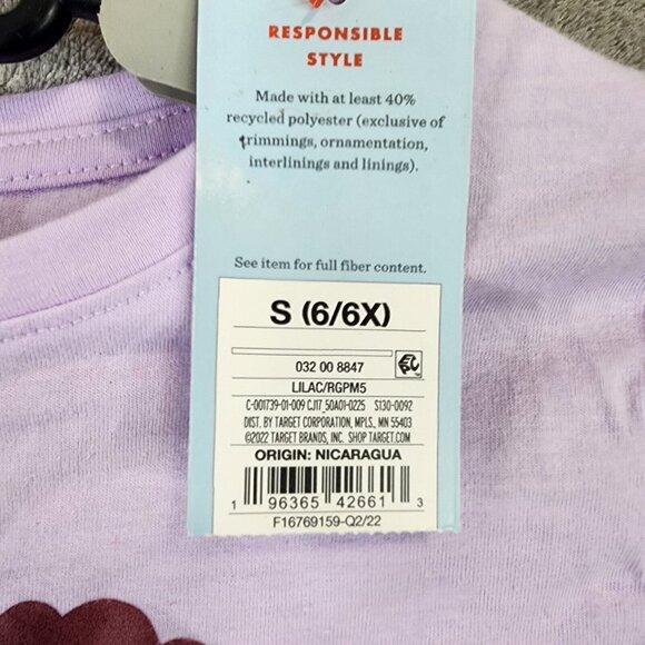 Girls Purple “Growing Every Day” Short Sleeve Shirt Cat & Jack Size S (6-6x) - Picture 4 of 8